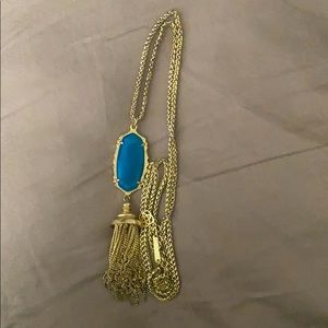 Kendra Scott tassel necklace, gold and blue NWOT